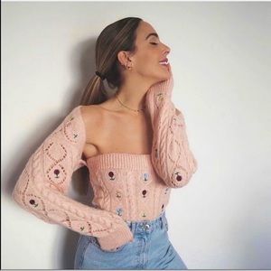 Zara BLOGGER favorite Embroidered arm warmer shrug and tube top matching set